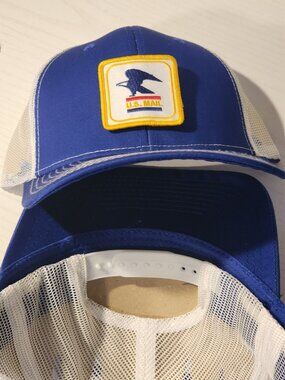 U.S. MAIL (USPS) Patched Royal Blue/White Mesh Snapback Trucker Hat